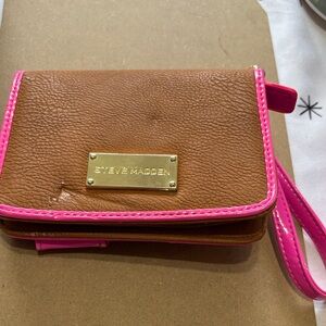 Steve Madden Tan and Pink Clutch